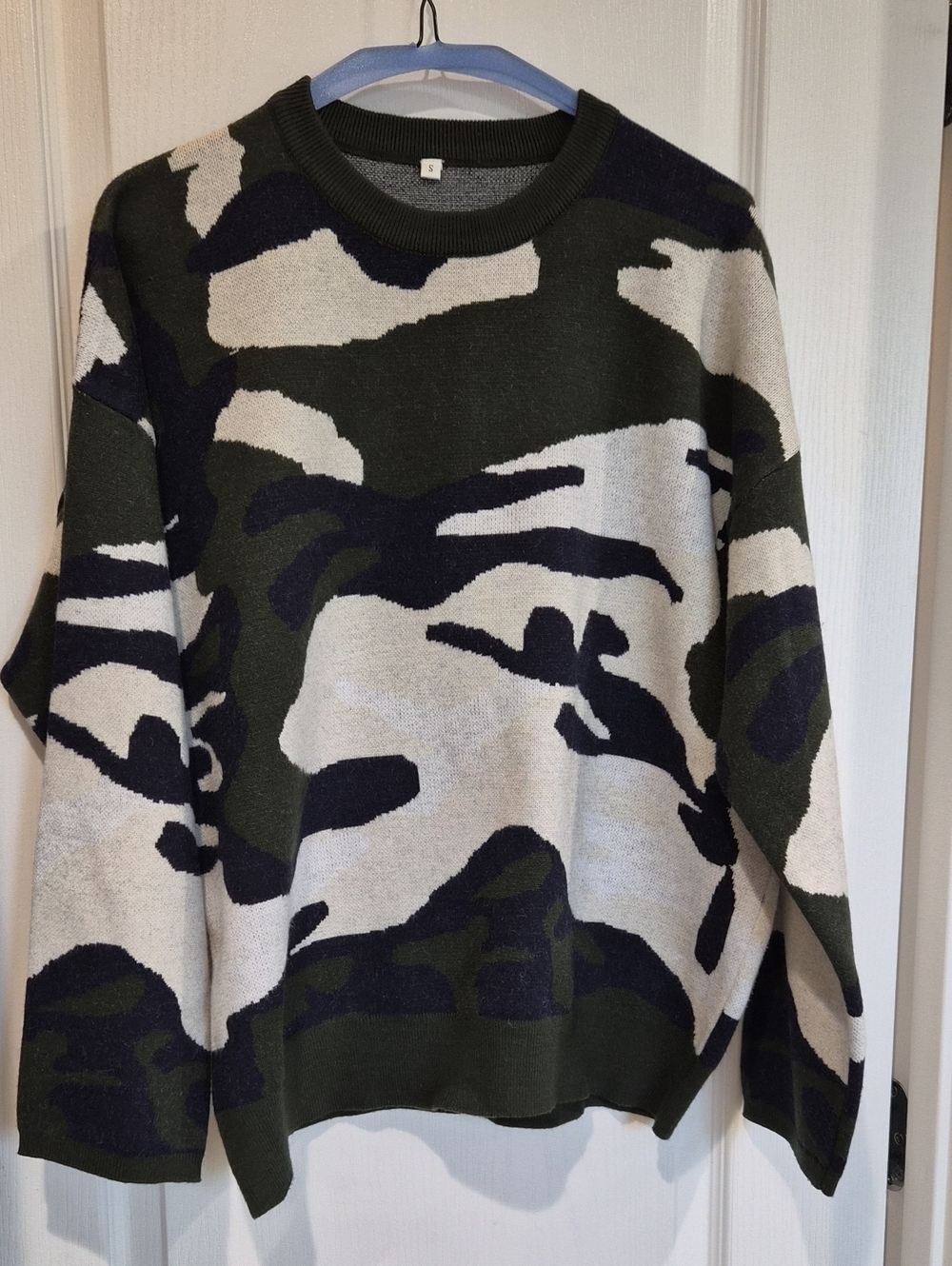 Camo Crewneck Sweater - Olive, Black & Cream